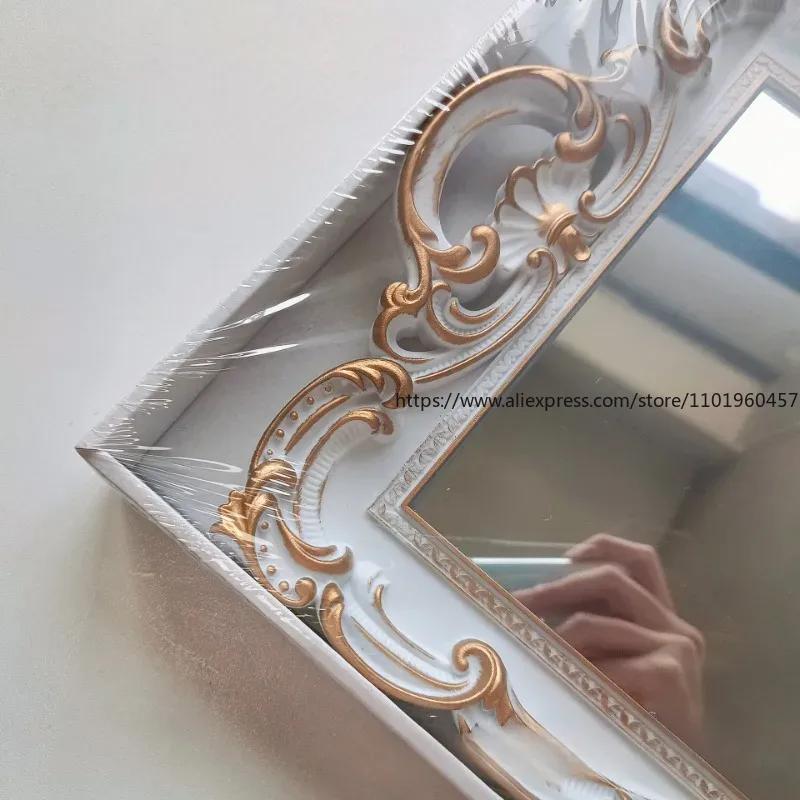 Französisches Retro Weiß Geprägtes Spiegel Tablett Wohnzimmer Tisch Tee Tablett Minimalistisches Kosmetik Schmuck Aufbewahrungstablett Hochzeitsdekoration