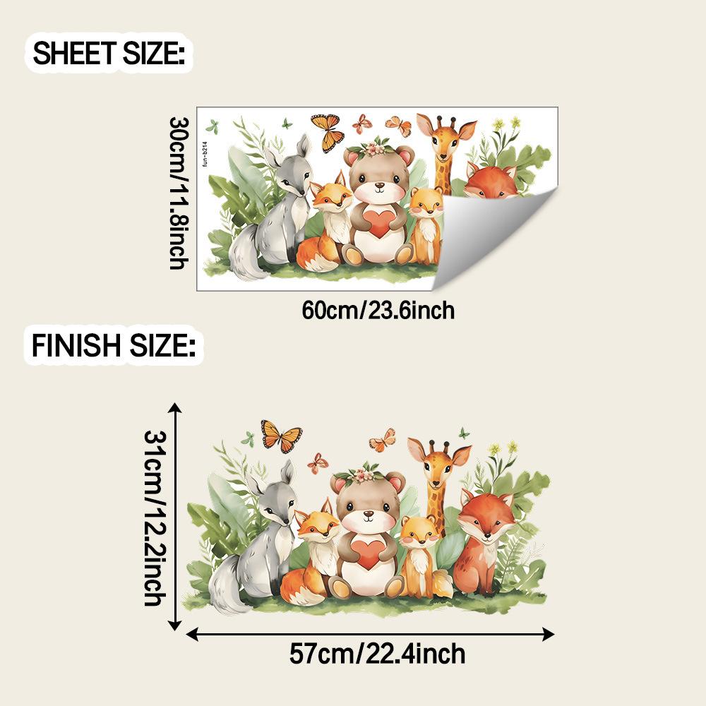 

Мультяшные лиса, медведь и жираф наклейки для украшения спальни и гостиной