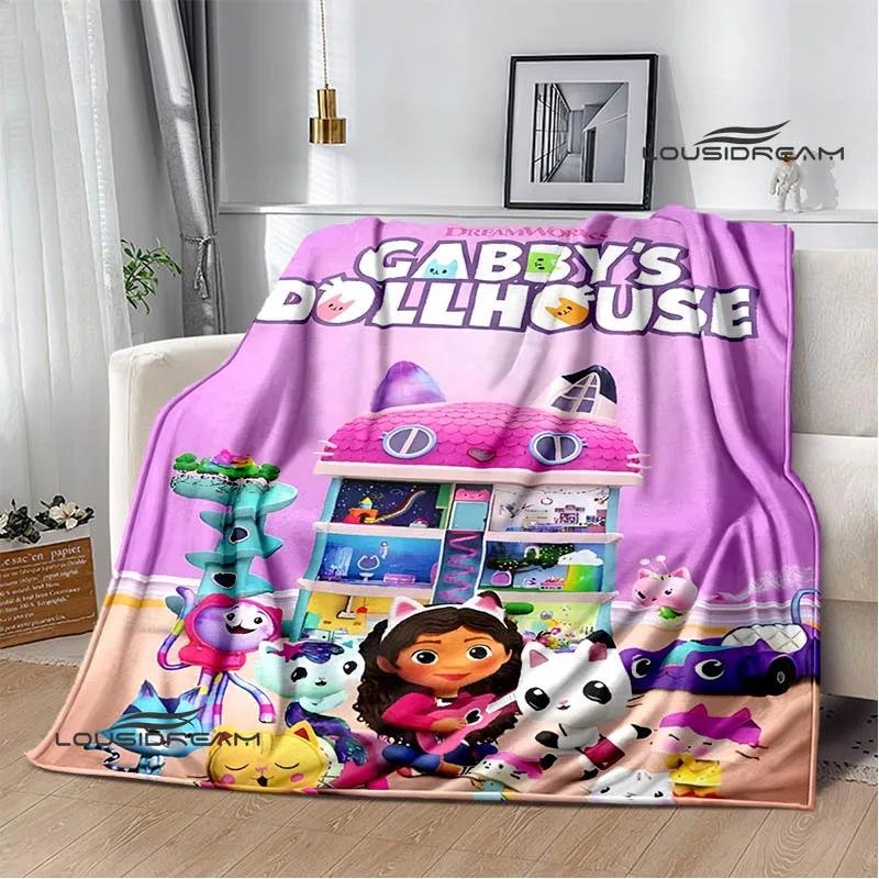 Gabby's Dollhouse Cute Anime Printed Blankets Picnic Blanket Flannel Warm Blanket Travel Blankets Bed Linings Birthday Gift