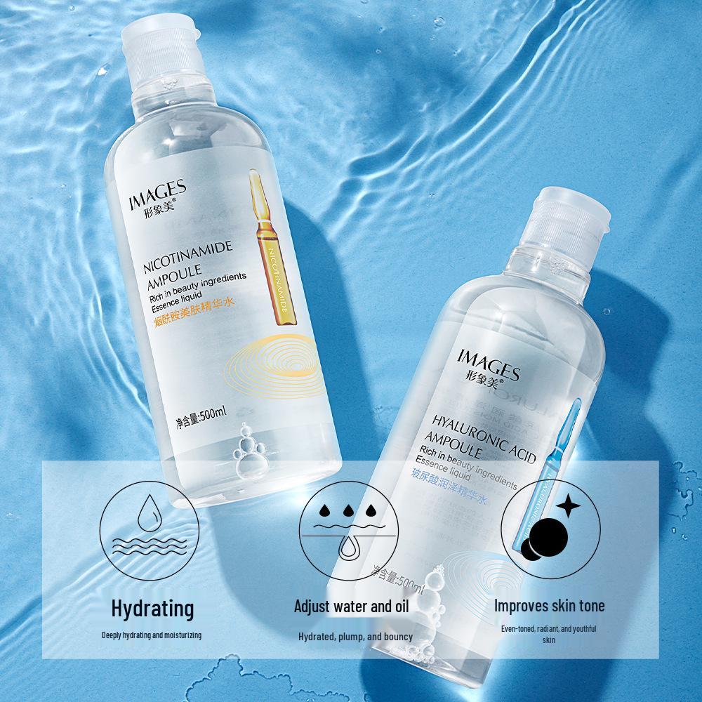 Hyaluronic Acid Hydrating Ampoule Essence: Nourishing and Rejuvenating Skin Toner, Large Bottle.
