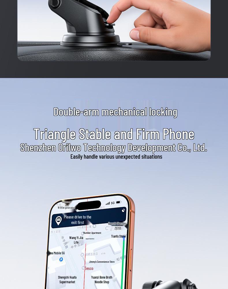 Universal Car Phone Holder with Suction Cup - Compatible with Dashboard, Glass, and Console for Telescopic Navigation.