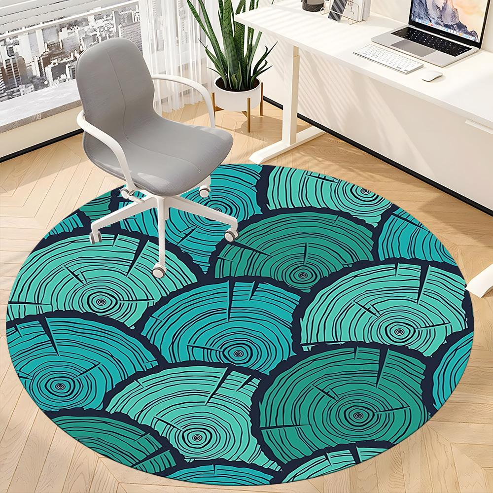 1pc Wooden Rings Office Round Area Rug, Indoor Mat Suitable For Office, Under Office Chairs Bedroom Living Room Home Decor, Room Deco