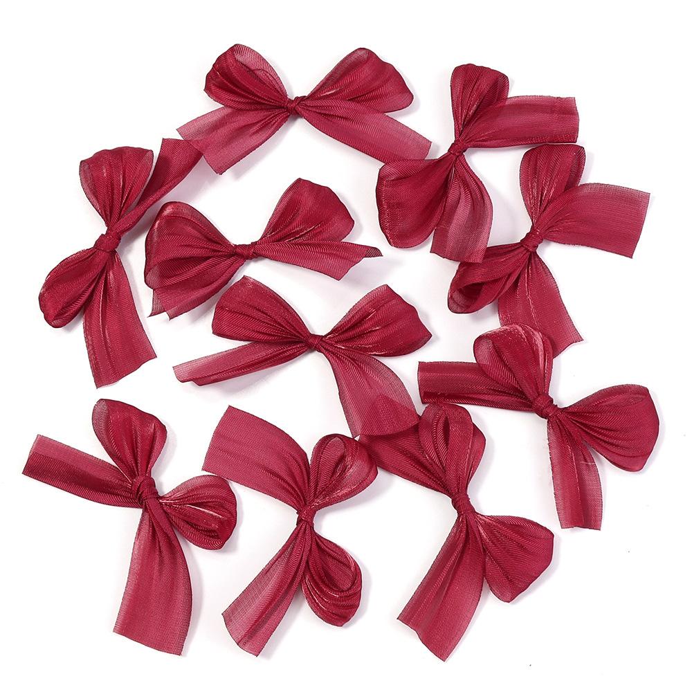 10Pcs/Lot 4x5.5cm Pearlescent Satin Ribbon Fold Bows Decoration Bow Small Bowknot Gift Flower Wedding Bow For Craft Handwork DIY