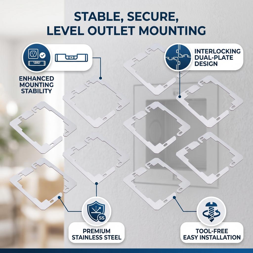 20 Pcs Wall Plate Spacer Stainless Steel Outlet Spacer Wall Plate Leveler Device for Electrical Box