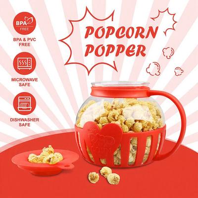 Mikrowellen-Popcornbereiter Borosilikatglas Popcorn Popper mit doppelfunktionalem Deckel für gesunde hausgemachte Snacks Schnell
