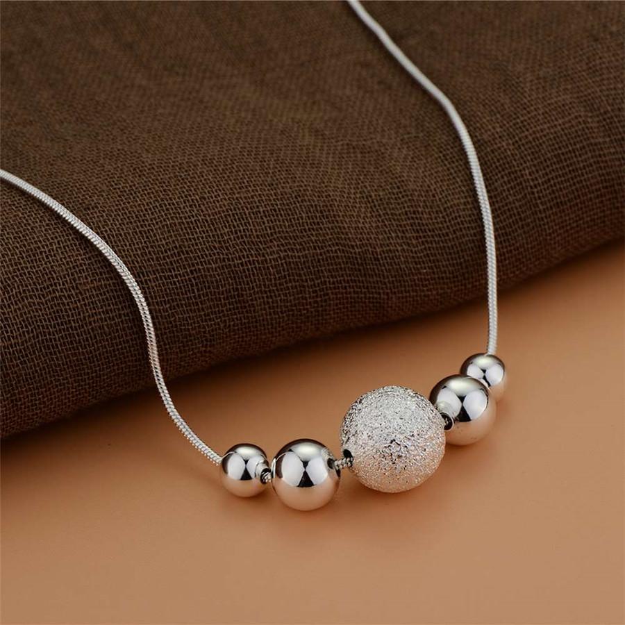925 Sterling Silver Jewelry 18 Inch Snake Chain Bead Necklace