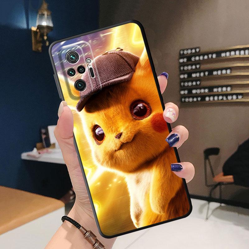 

Чехол для телефона Poke-Cartoon-Pika для Redmi 9 10 9A 6 7 8 10A 10C 8A 7A 9T K40 Pro K50 9C 10 Prime K50 Armor, черный мягкий чехол Redmi 10 5G