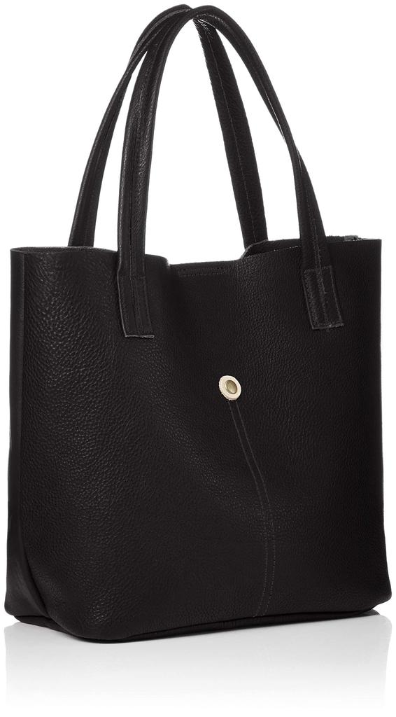 Laissez Faire Genuine Leather Pieza Semi-Shoulder Tote Bag, Women's, Black