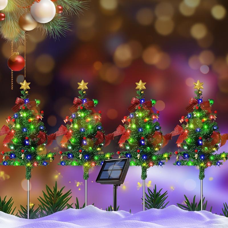 Non-Toxic Chriatmas Tree Solar Colour Light Festival Holidays Atmosphere Inserted Solar Lamp Outdoor Lawn Courtyard Led Decoration Lights