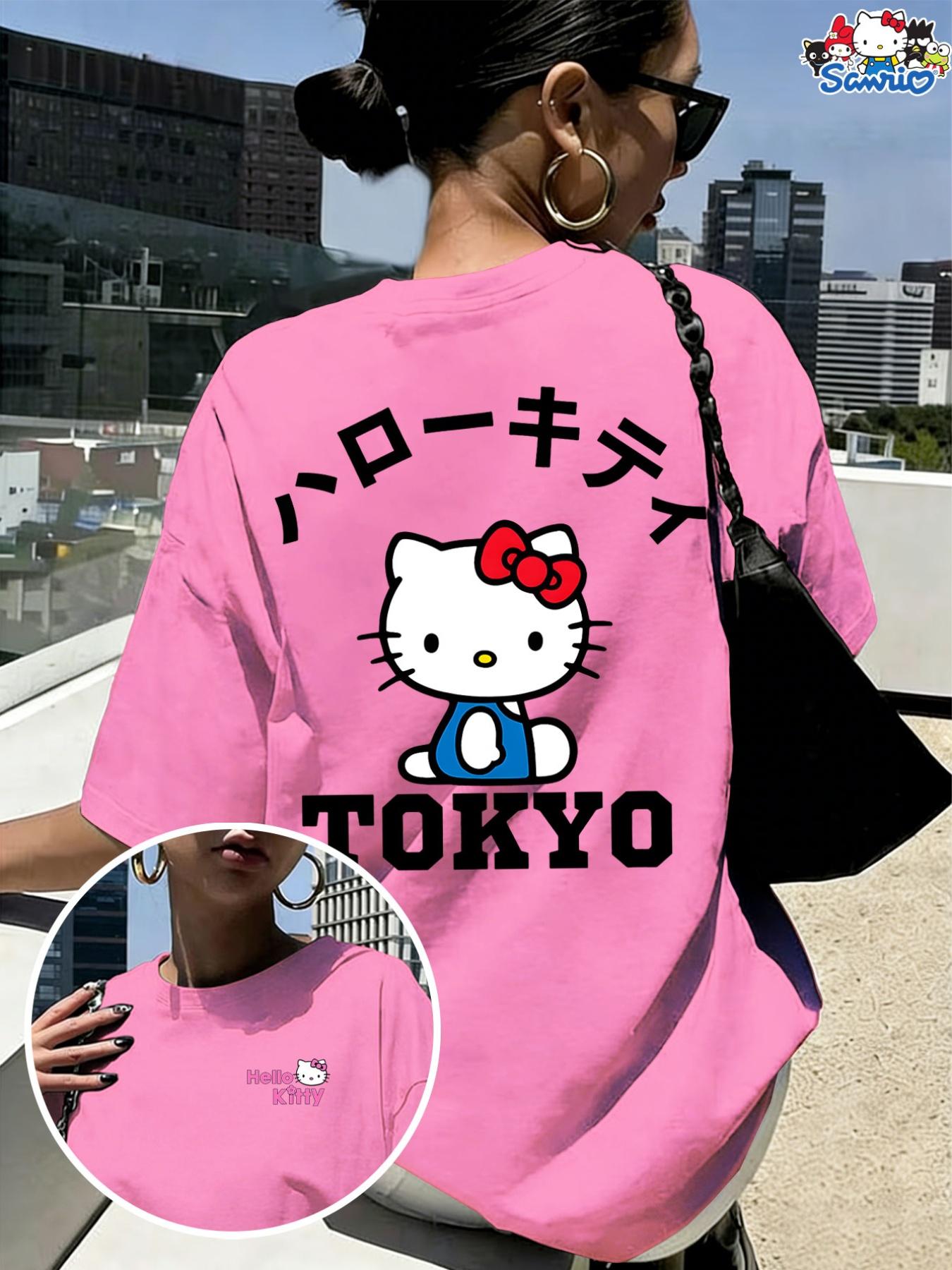 

2026 Summer Hello Kitty Tshirt High Quality Cotton Pink Tokyo Japanese Graphic Print Unisex Retro Casual Y2K S