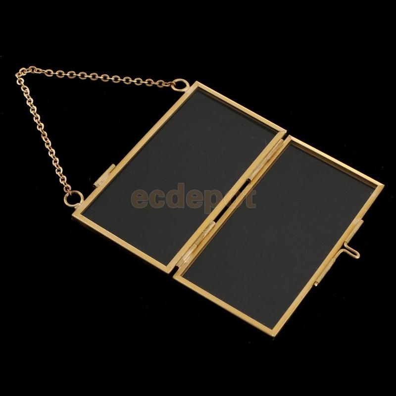 MagiDeal Industrial Style Double Sided Glass Hanging Photo Frame Wall Frame Flower Plant Specimen Portrait Display Frame Holder