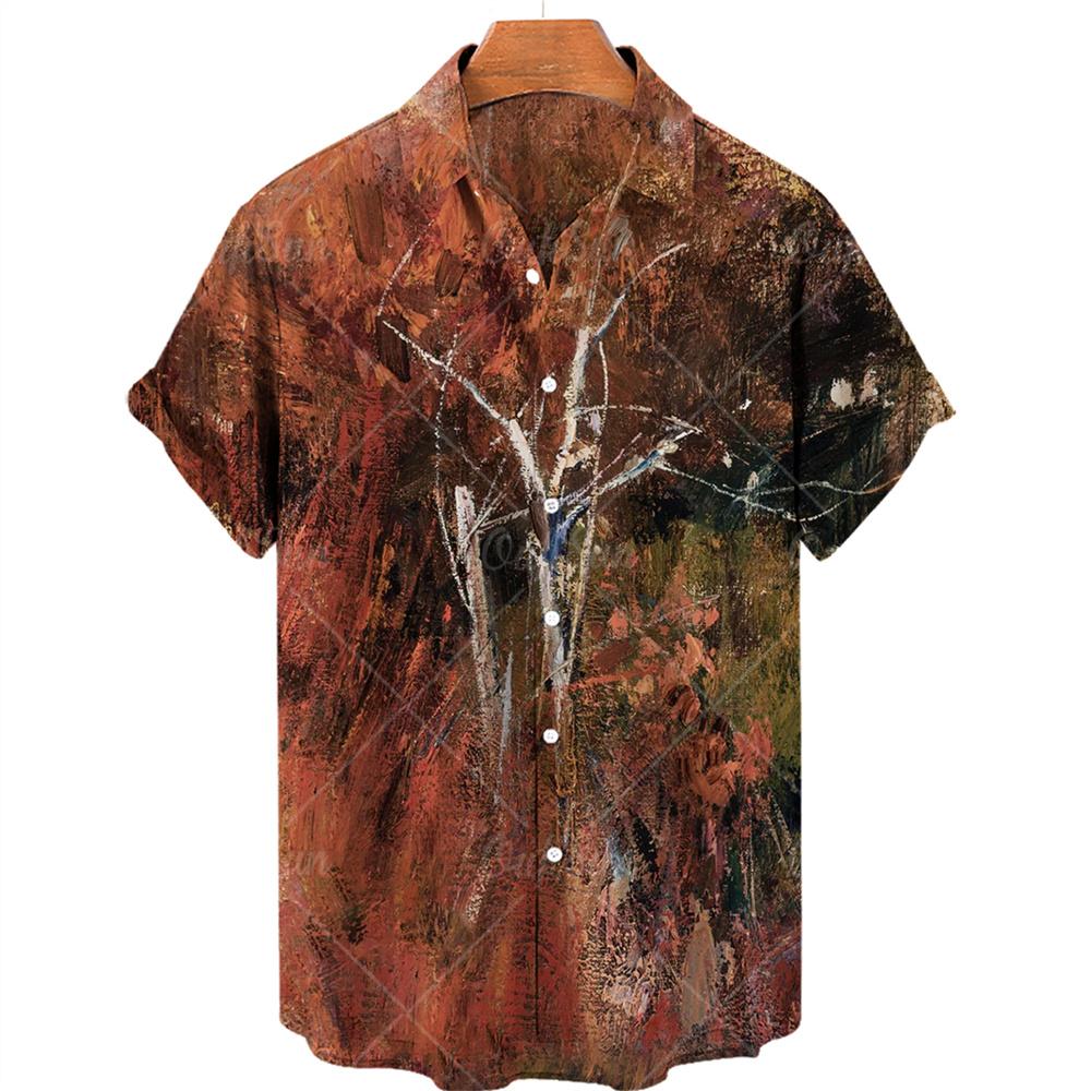 Oversized Shirt Hawaiian Beach Holiday Flower Painting Pattern Summer Casual Man Top Breathable Mens Design Clothing New