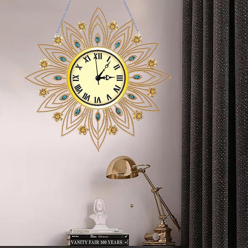 Diamond Art Wall Clock Hanging Pendant Diamond Painting Clock Diamond Art Clock Ornaments Kit Handmade Living Room Decoration