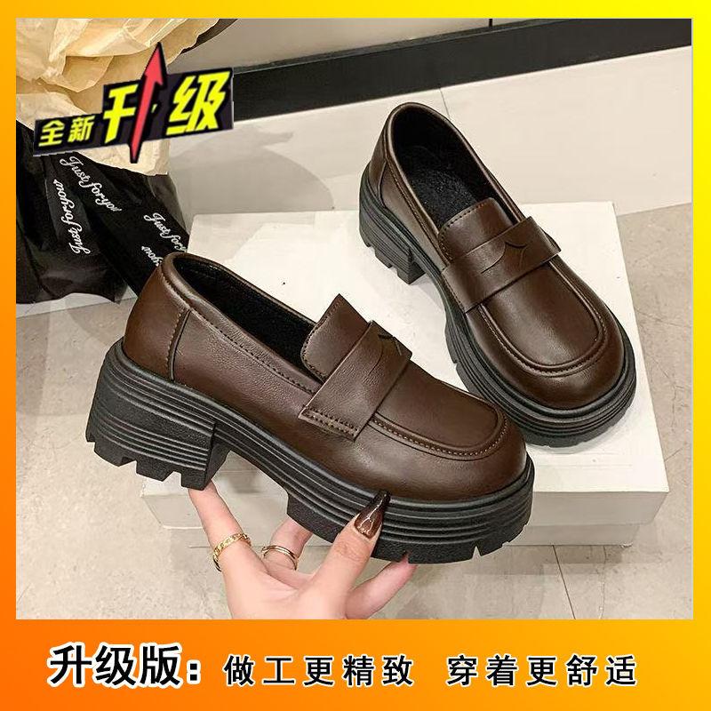 

Spring and Autumn Japanese single shoes loafers 2025 women s versatile brown retro British style shoes platform black uniform shoes 40