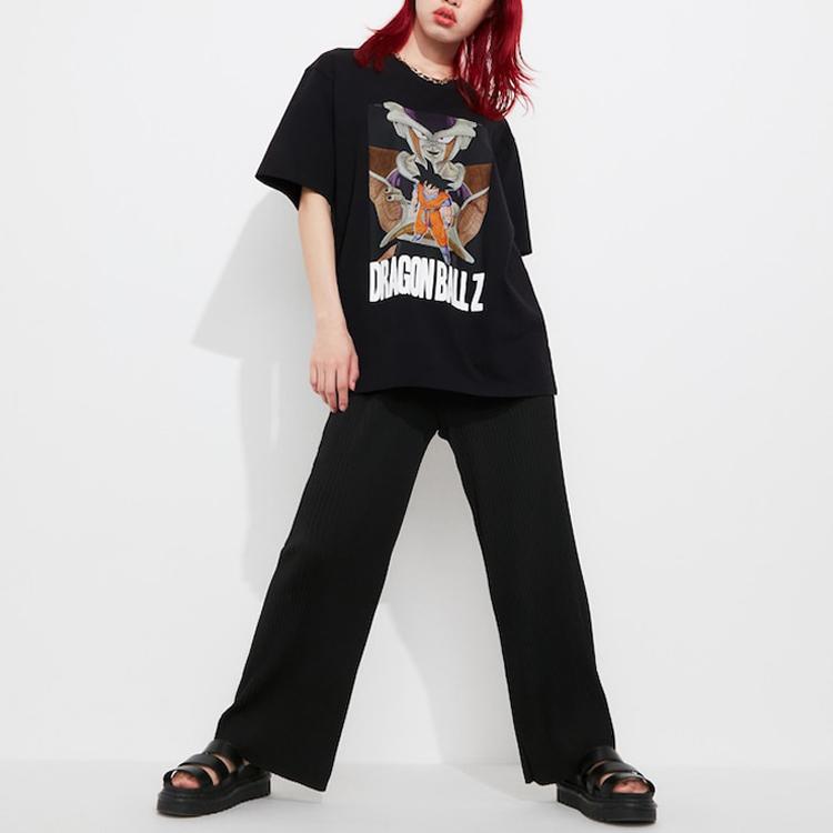 UNIQLO X Dragon Ball Collaboration SS23 Frieza Goku Print Breathable Crew Neck Short Sleeve T-Shirt Unisex Tops Black 463101-09