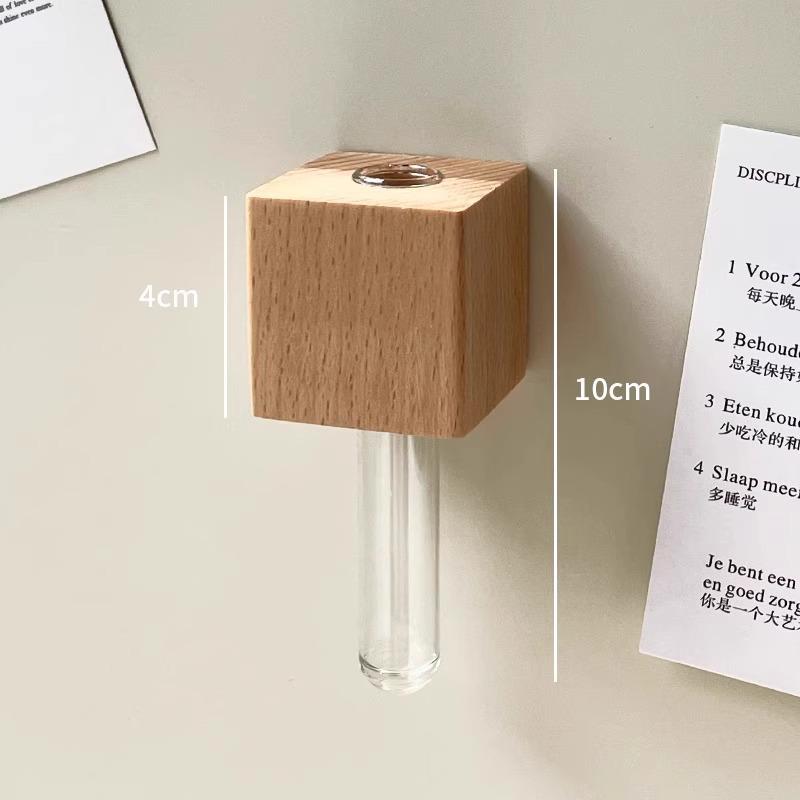 Solid Wood Magnetic Vase for Fresh Flowers and Single Stem Arrangements