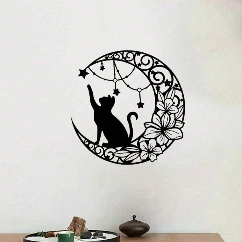 Gothic Black Cat Metal Wall Sculpture Spooky Halloween Indoor Outdoor Decor Gothic Home Garden Art Witchy Decor Unique Gift