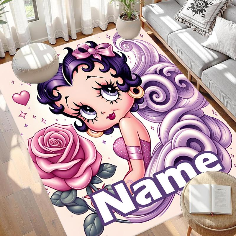 Custom Name Personalized Betty Boop Print Carpet, Versatile Home Decor Rug, for Playroom, Apartment, Balcony, Entryway, Hallway Gift