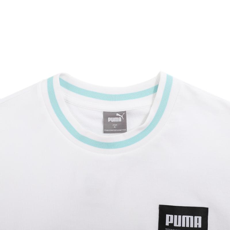 Puma Loose-Fit Logo Crew Neck Sports Tee Men Tops White 845861-02