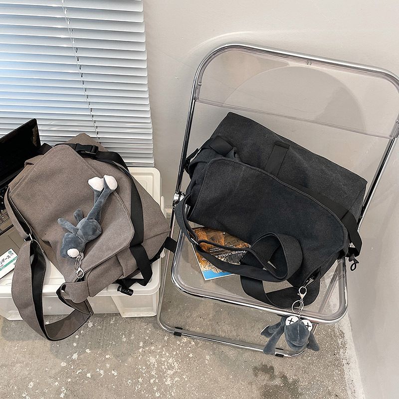 Canvas messenger bag boys trendy brand large capacity ins Japanese versatile retro backpack simple casual men