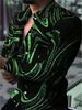 Men's Shirt Fashion Vintage Street Texture Print Shirt Men's Long Sleeve Lapel Shirt