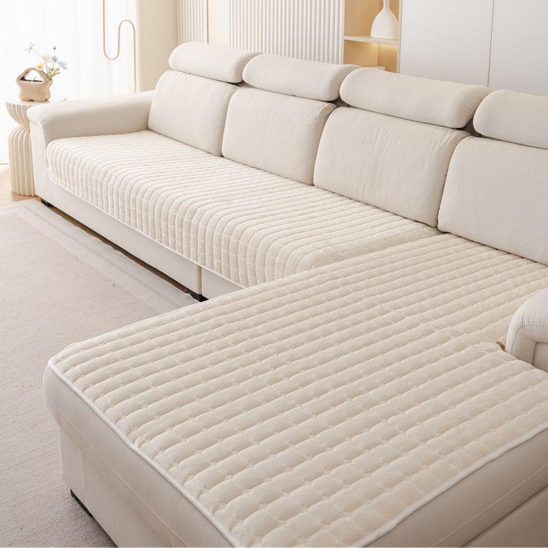 Non-Slip Plush Flannel Sofa Cushion Cover for All Seasons