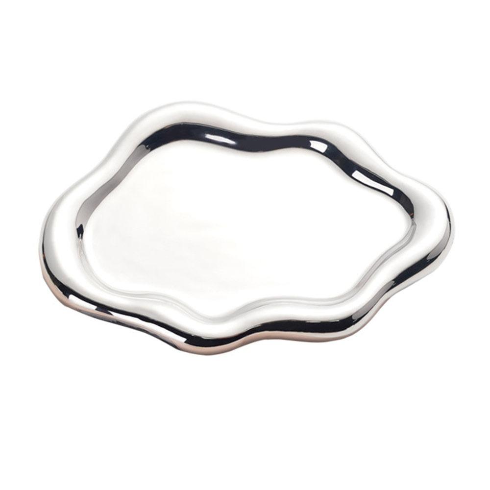 Ins Ceramic Jewelry Storage Tray Cloud Shape Photography Prop Jewelry Display Plate Storage Plate Watches/Keys Storage