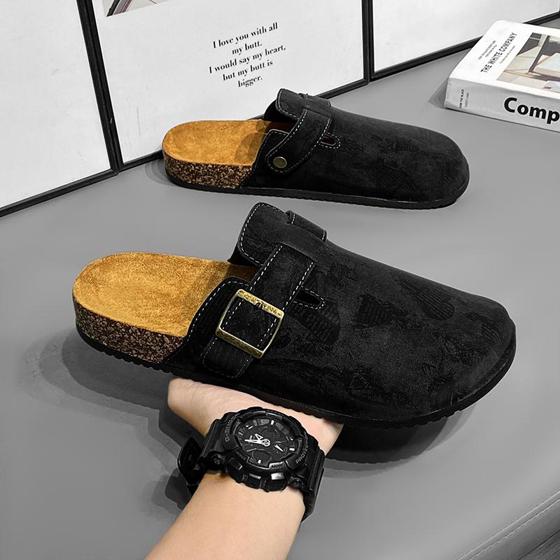 2025 Cztery Pory Roku dla Mężczyzn i Kobiet Klapki Baotou, Lekkie Korkowe Półkapcie, Buty dla Pary, Retro Wsuwane Kapcie
