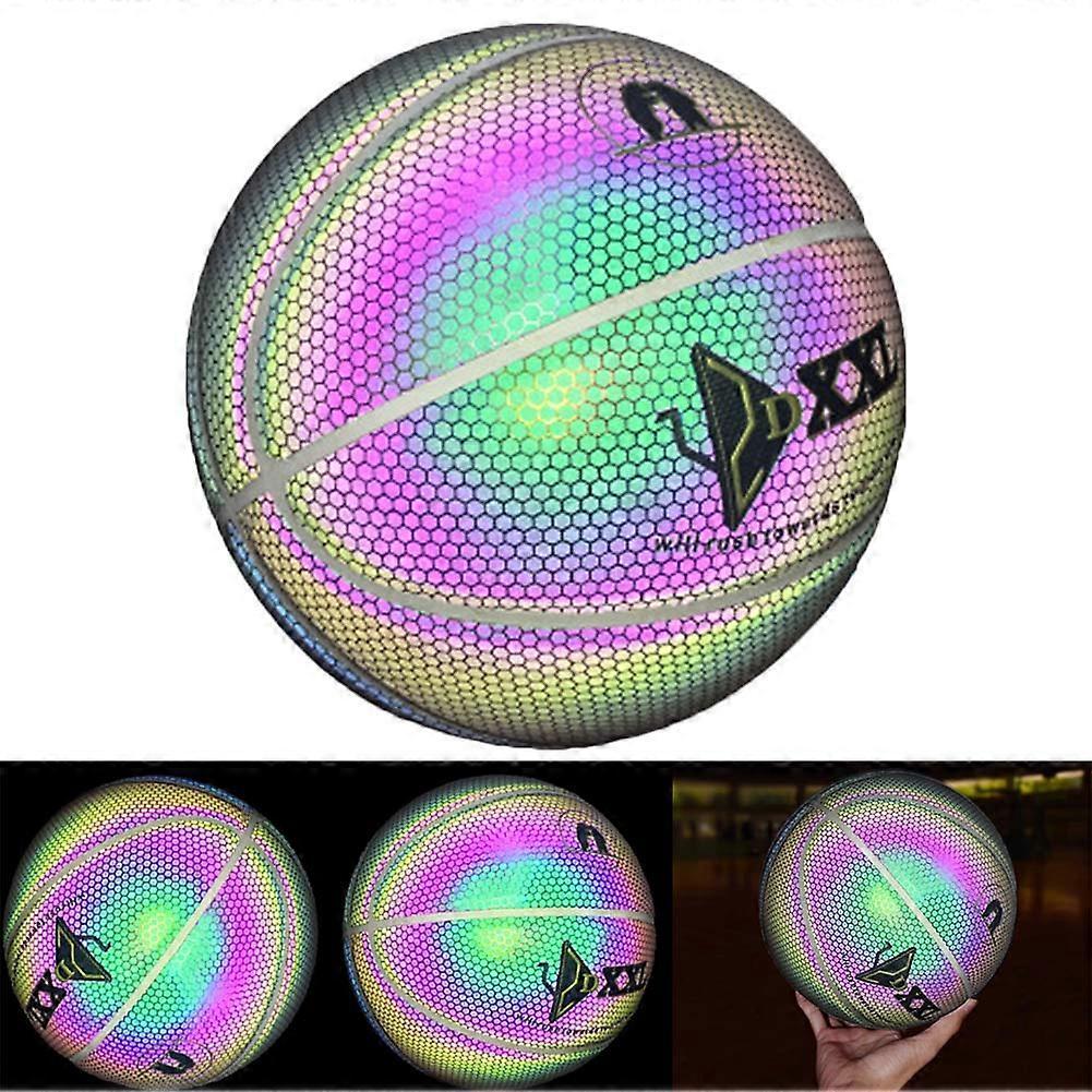 Pallone da Basket Luminoso Gioco Notturno Strada PU Bagliore Luce Arcobaleno Strumento di Allenamento per Bambini