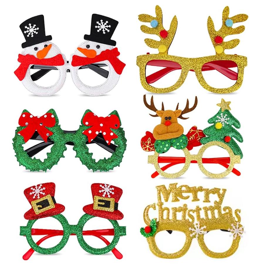 

6-24pcs Christmas Glasses Adult Kids Frame Santa Snowman Tree Glasses for Xmas Decoration party supplies