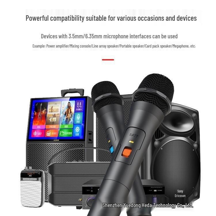 Universal Wireless Dynamic Microphone with Dual Amplifier Stand for Home, Conference, and Stage Audio