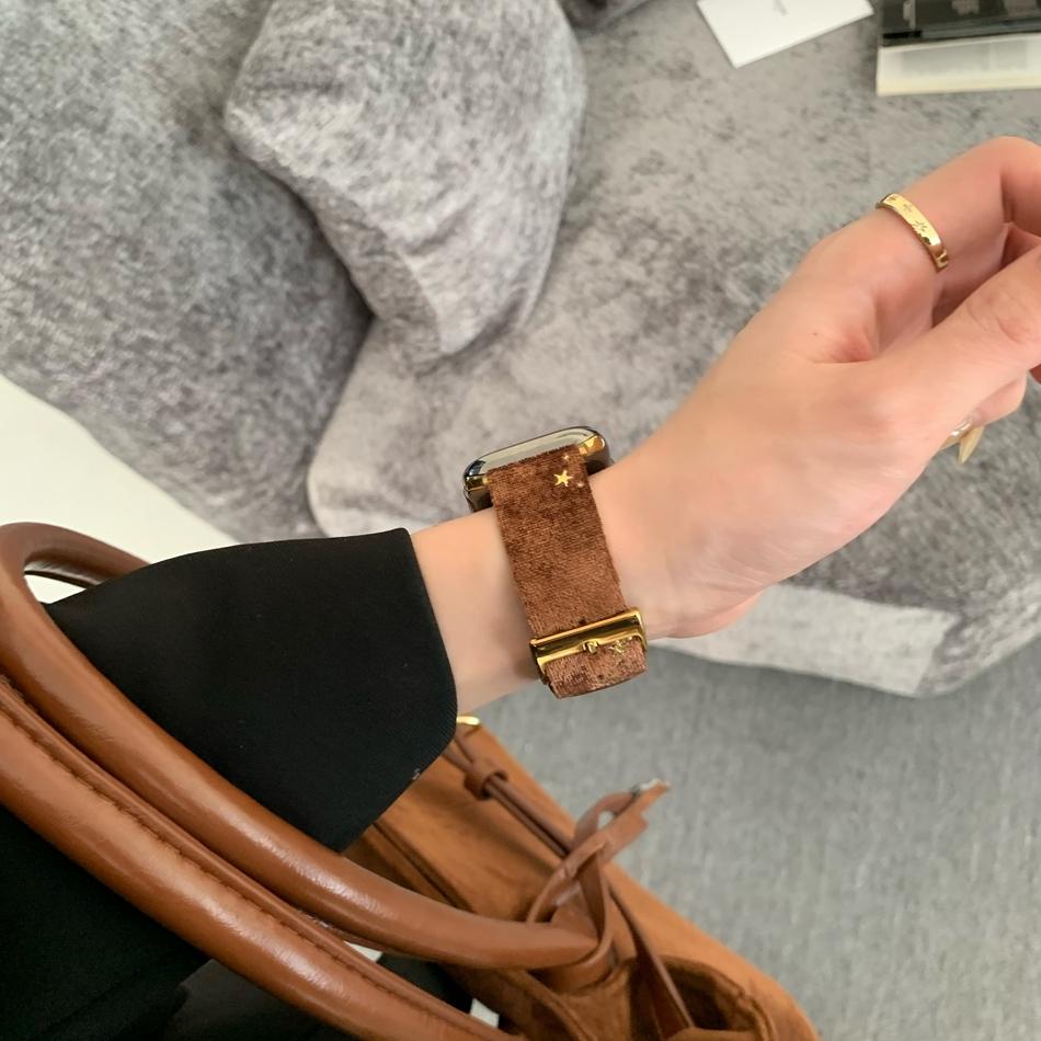 Star Velvet Genuine Leather Bracelet For Apple Watch Band S11/10/9/8/7/6/5/Ultra iWatch Strap 49/46/45/44/42/41/40/38mm Elegant