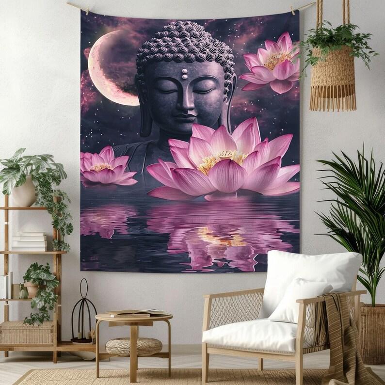 Moonlight Buddha Statue tapestry 75x100 чёрный