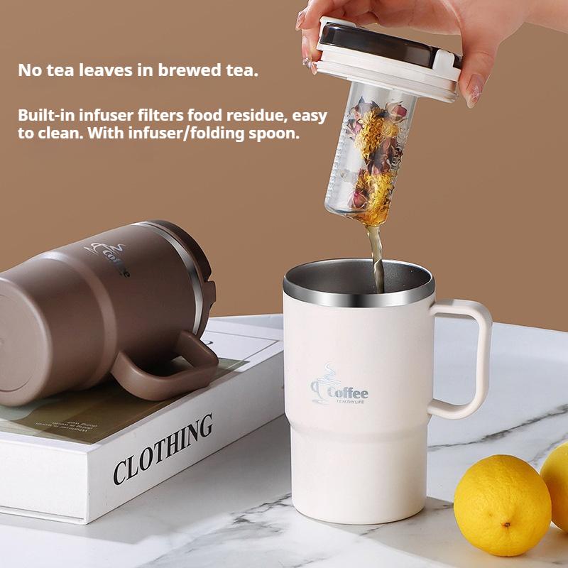 550ML Stainless Steel Tea Coffee Cup Double-Wall Insulated Cup Coffee Mug Keeps Cold and Heat Thermal Mug Sealed Drinking Cup