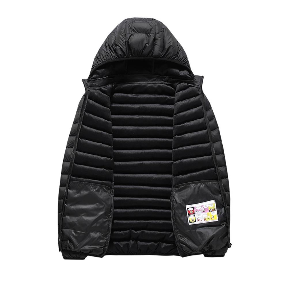 Rib Clothing Cotton-padded Jacket Men's Winter Solid Color Slim Detachable Hat High-end Plus Velvet Padded Jacket Men's