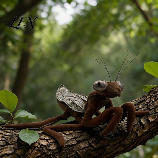 Fun Room Accessory Realistic Mantis Stuffed Animal Plush Toy, Bendable Leg Praying Insect Creative Gift for Kids Figure, Cute Doll Decor, Novelty