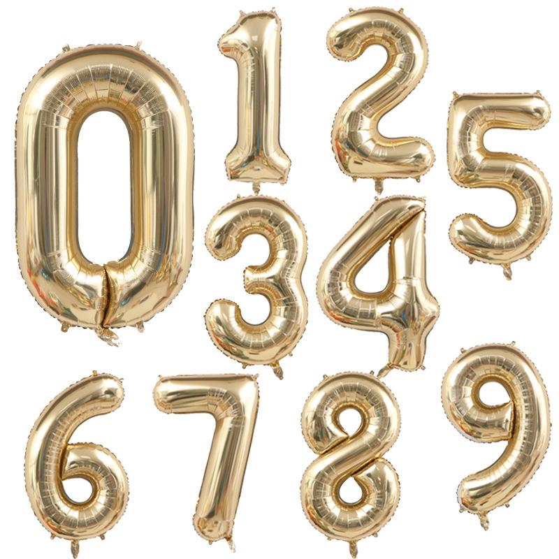 40Inch Champagne Gold Number Balloon Adult Baby Boy Girl Happy Birthday Party Decorations 1st Kids Large 1-9 Foil Helium Globos