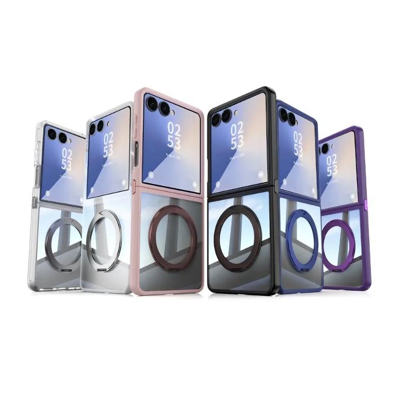 For Magsafe Magnetic Ring Holder Case for Samsung Z Flip7 Flip 6 5 Acrylic Shockproof Kickstand Back Cover for Galaxy Z Flip 7