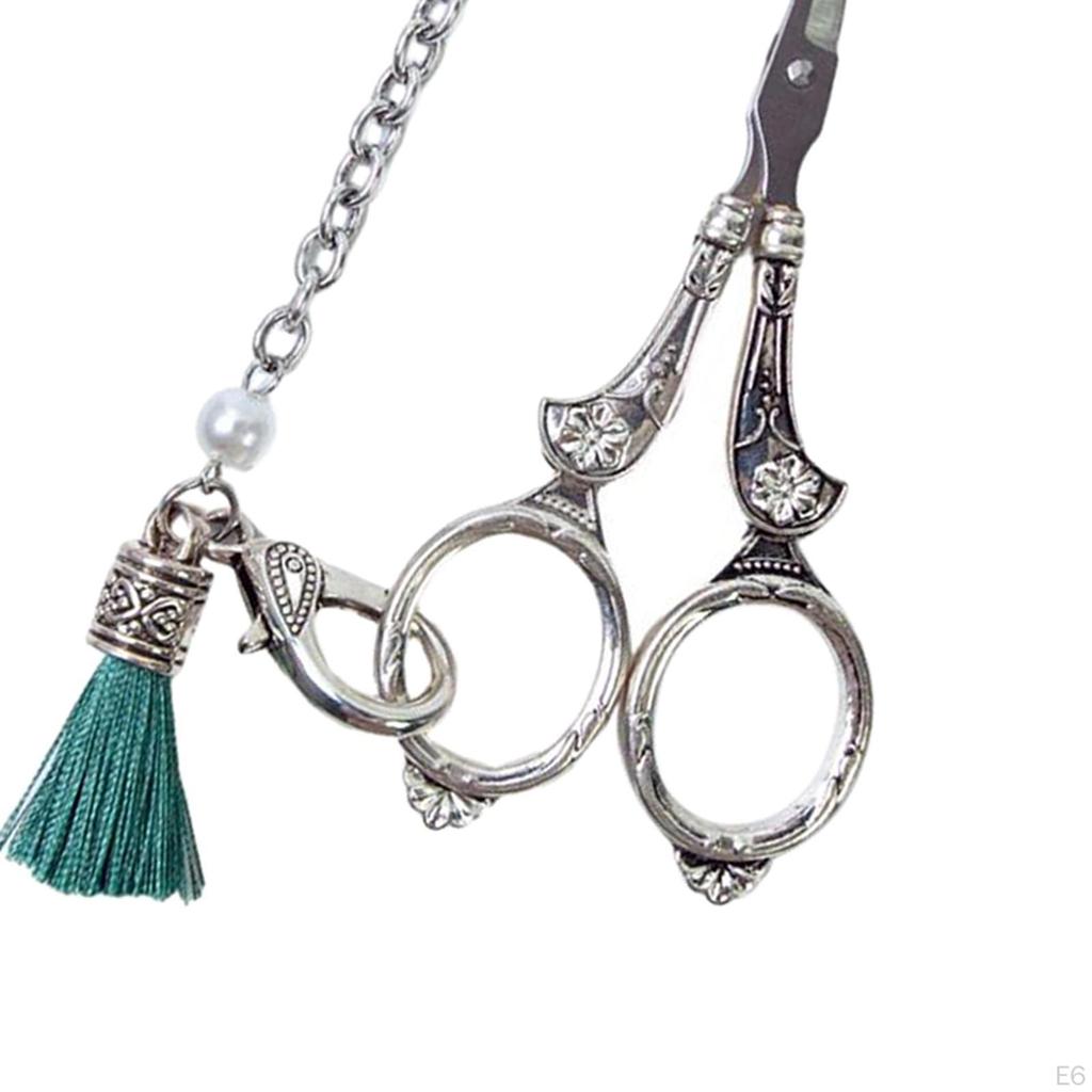Embroidery Scissors Fabric Sewing Cutting Shears Multipurpose Retro Design with Lanyard Tassel