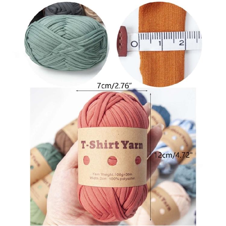 Vibrant T-Shirt Yarn Pack - 6 Rolls of Colorful Polyester Strips for DIY Knitting, Weaving and Sewing Projects