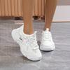 Women's solid color mesh shoes sneakers lace-up thick-soled soft-soled walking comfort shoes low-top breathable training shoes