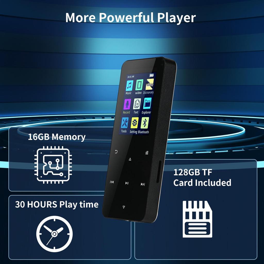 Portable Touchscreen Bluetooth MP3 Player for Students - Expandable Storage, Lossless Sound