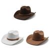 Western Cowboy Hat With Brim For Men And Women In Wool Blend For Autumn Casual Style