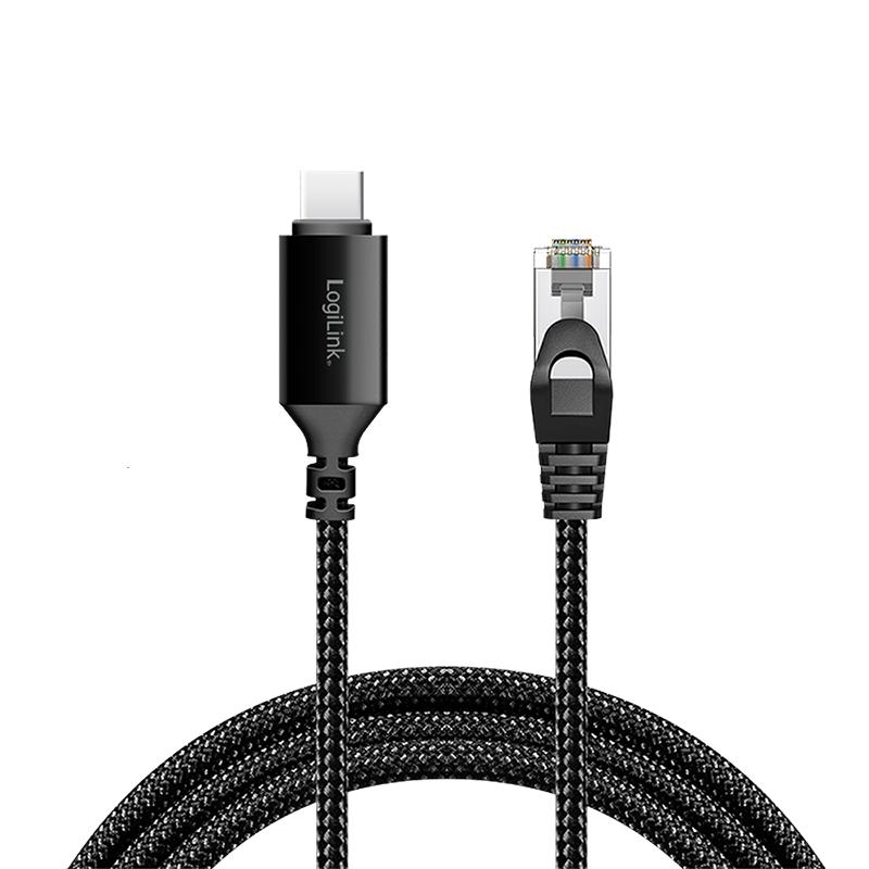 Ethernet Cable USB-C To RJ45 LAN Adapter LogiLink 1Gbs CAT6 S-FTP Active 1m