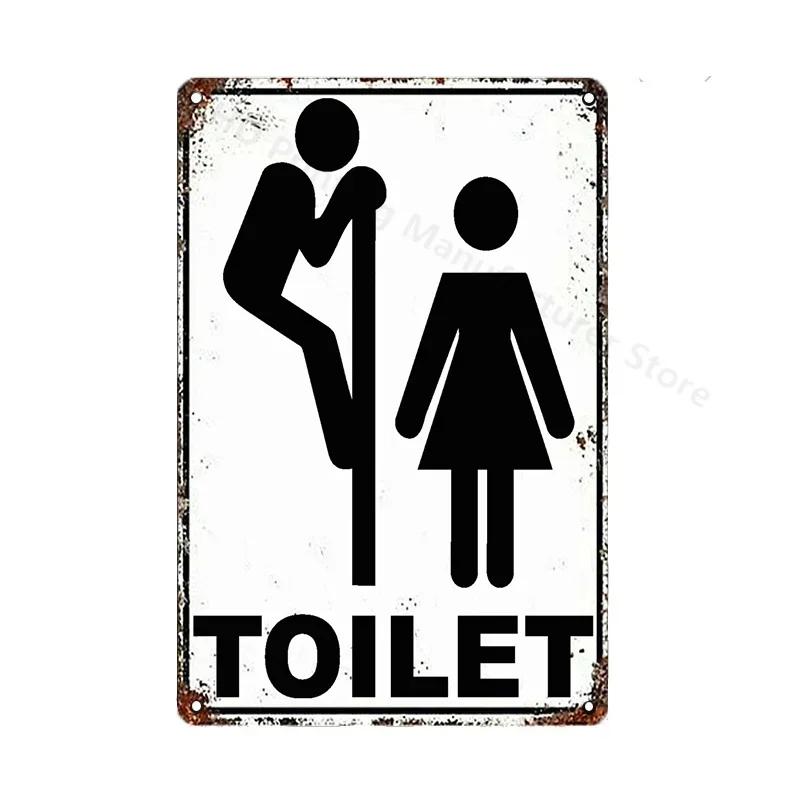 Toilet Sign Vintage Funny Metal Tin Signs Retro WC Lavatory Toilettes Wall Poster Art Bar Club Bathroom Toilet Wall Decor