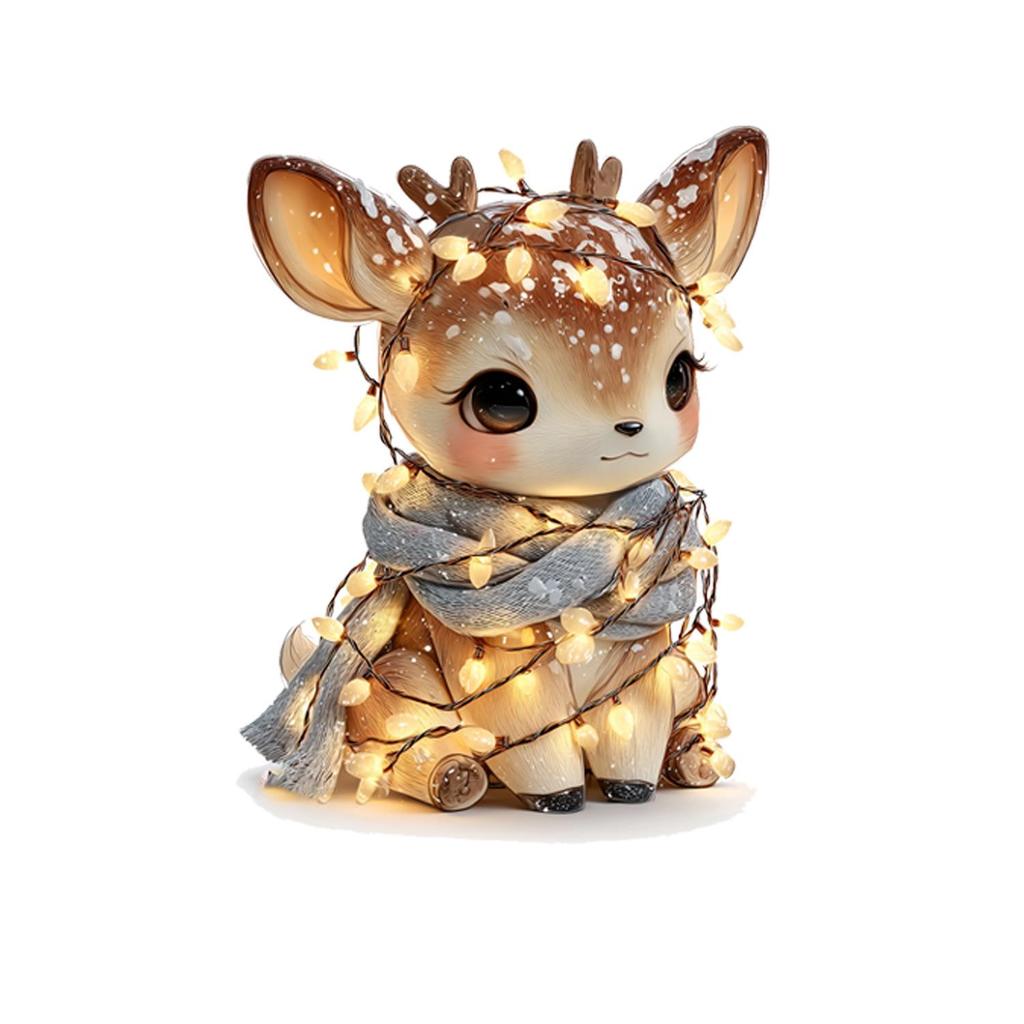 Colored Lights Little Deer Christmas Wall Sticker - Self-Adhesive Decoration for Home Switch Beautification