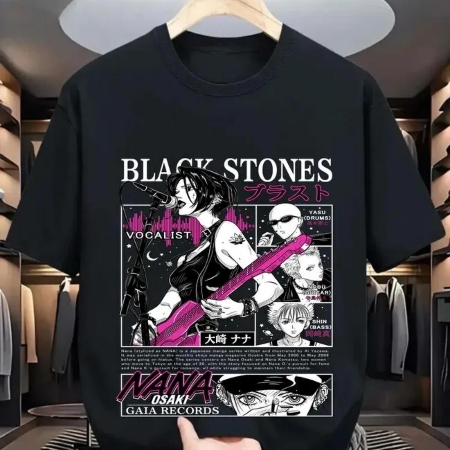 Эксклюзивная футболка с аниме, Подарок Nana Аниме Мерч, Футболка Nana Аниме _ Мужская хлопковая футболка с мангой Nana Osaki, Уличная одежда S чёрный