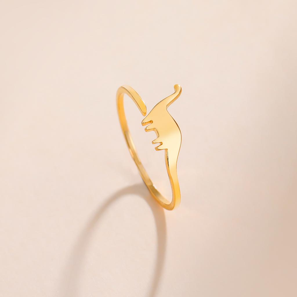 Cazador Adjustable Dinosaur Ring Stainless Steel Cute Brachiosaurus Open Rings for Women Animal Jewelry Birthday Gift Wholesale