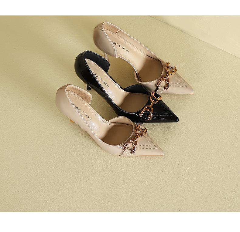 775-8C Korean Fairy Style Side-Hollow Pointed Stiletto High Heels for Women - Summer 2024 Collection