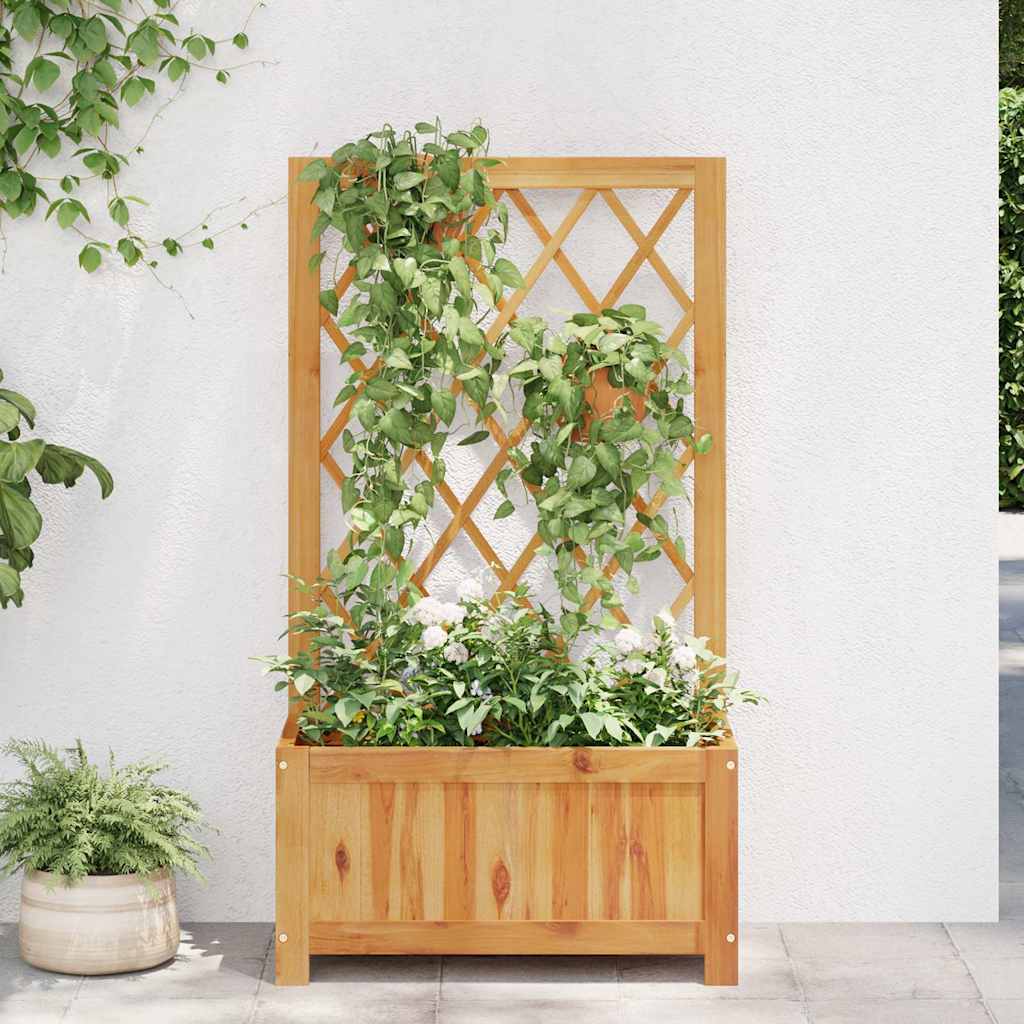 Vidaxl Raised Planter with Trellis, Solid Acacia Wood